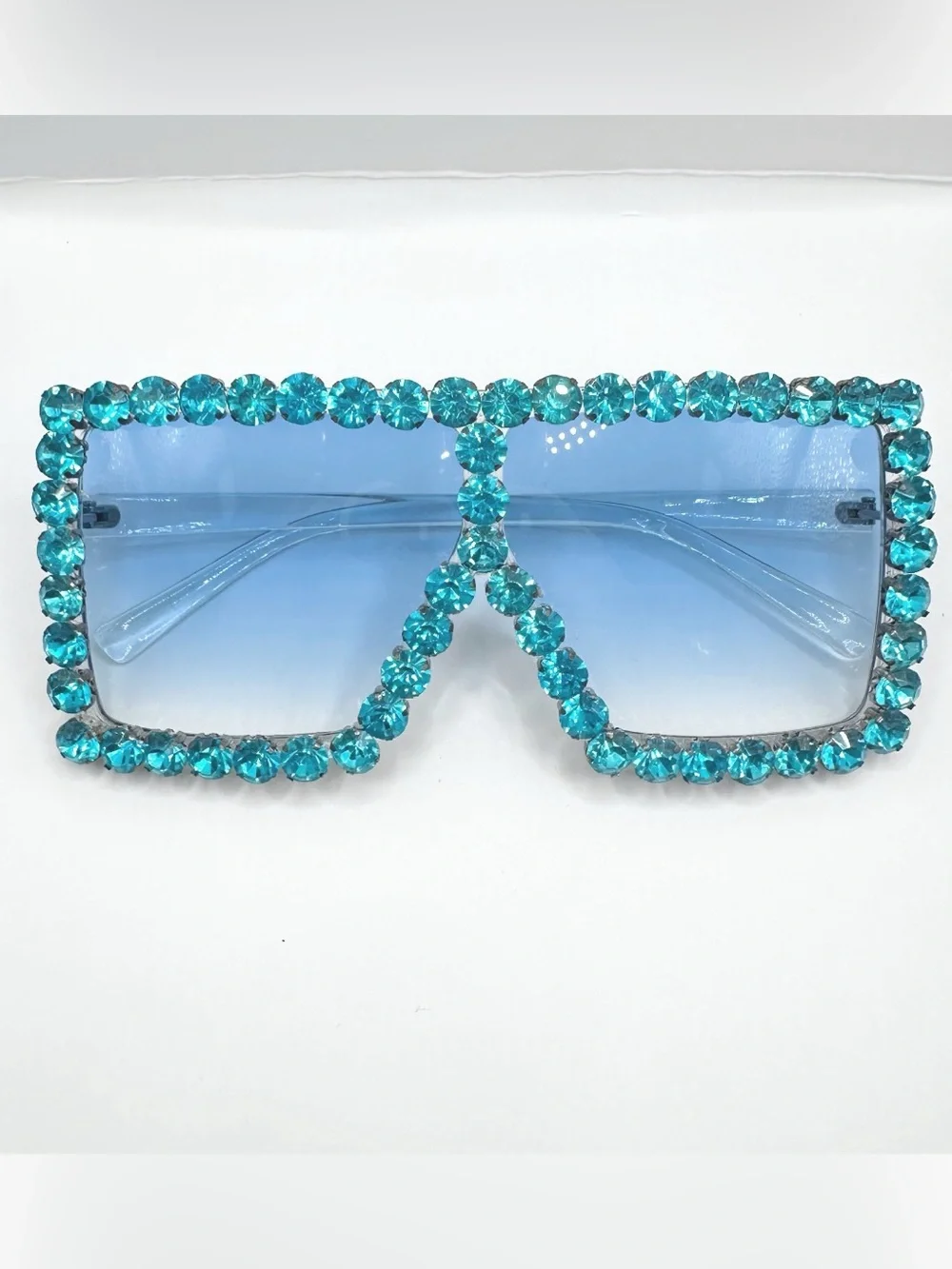 BIG Bright Blue BLING Sunglasses, CRYSTAL DIAMOND EMBELLISHED